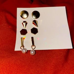 4 Set Gold Geometric/Shape Earrings